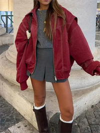 Winter-Lederjacke für Frauen - Amalia in Rot