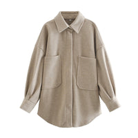 Stylische Jacke in Übergröße für Frauen - Mila in Beige