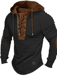 Pullover Herren Mit Kapuze | Schnürung Streetwear Stil in Schwarz