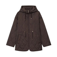 Abbie Kapuzen-Steppjacke mit Kordelzug in Braun