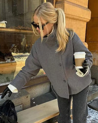 Isabella Elegante Jacke mit Stehkragen in Grau