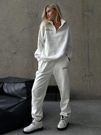 Lila Oversized Trainingsanzug Set in Grau