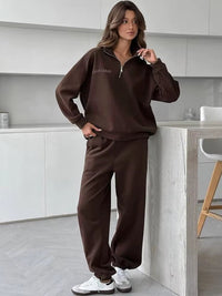 Lila Oversized Trainingsanzug Set in Braun