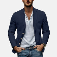 Lorenzio™ | Eleganter Sommerblazer aus leichtem Leinen in Marineblau
