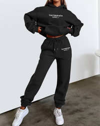 Frija | Damen Warm Hausanzuge | Zweiteiler Set in Schwarz