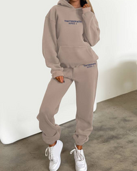 Frija | Damen Warm Hausanzuge | Zweiteiler Set in Hellrosa Grau
