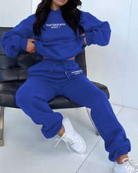 Frija | Damen Warm Hausanzuge | Zweiteiler Set in Blau